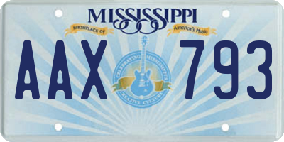 MS license plate AAX793