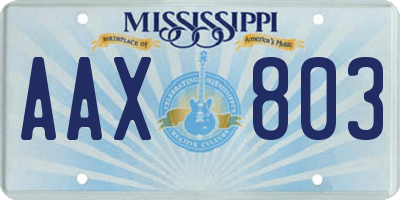 MS license plate AAX803