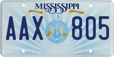 MS license plate AAX805