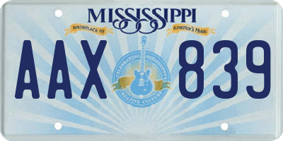 MS license plate AAX839