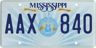 MS license plate AAX840