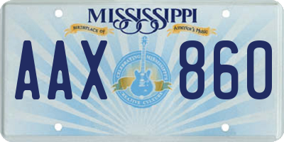 MS license plate AAX860