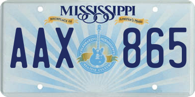 MS license plate AAX865