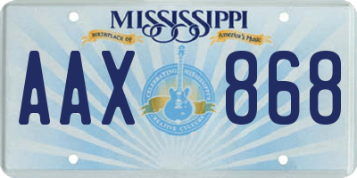 MS license plate AAX868