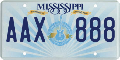 MS license plate AAX888