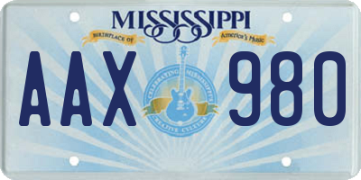 MS license plate AAX980