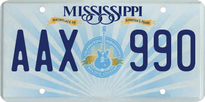 MS license plate AAX990