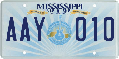 MS license plate AAY010