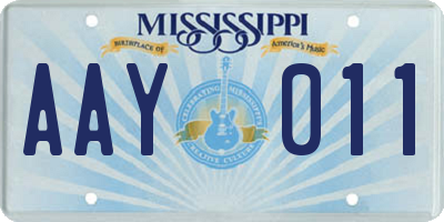 MS license plate AAY011