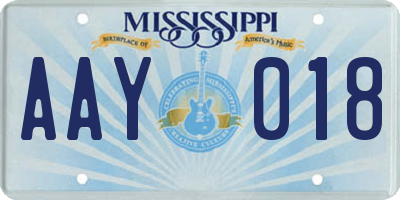 MS license plate AAY018