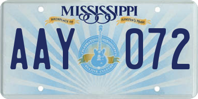 MS license plate AAY072