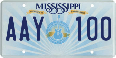 MS license plate AAY100