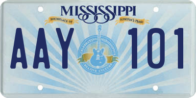 MS license plate AAY101