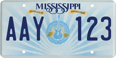 MS license plate AAY123