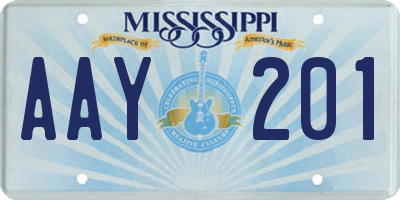 MS license plate AAY201