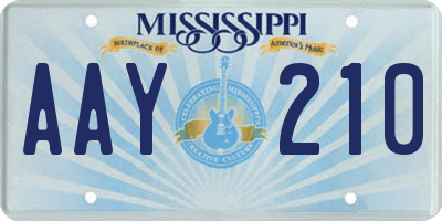 MS license plate AAY210