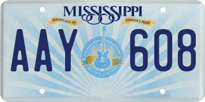 MS license plate AAY608