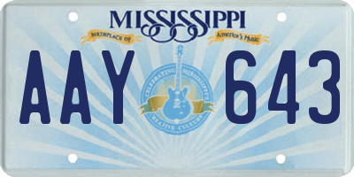 MS license plate AAY643