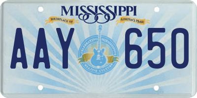 MS license plate AAY650