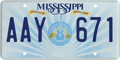MS license plate AAY671