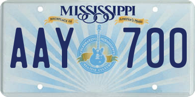 MS license plate AAY700