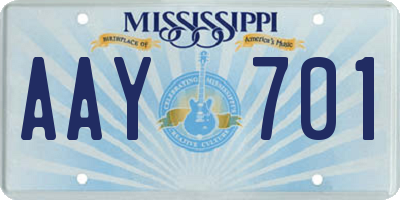 MS license plate AAY701