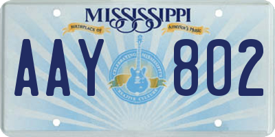 MS license plate AAY802