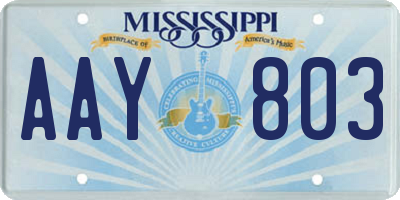 MS license plate AAY803
