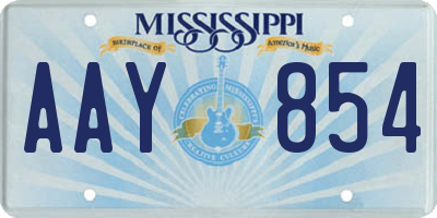 MS license plate AAY854