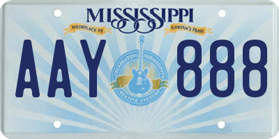 MS license plate AAY888