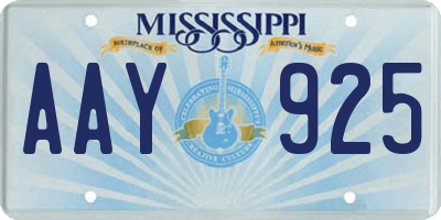 MS license plate AAY925