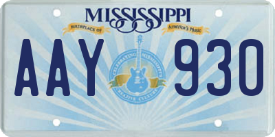 MS license plate AAY930