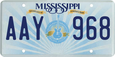 MS license plate AAY968