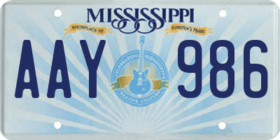 MS license plate AAY986