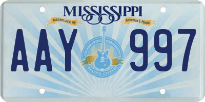 MS license plate AAY997