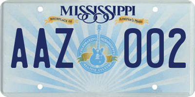 MS license plate AAZ002