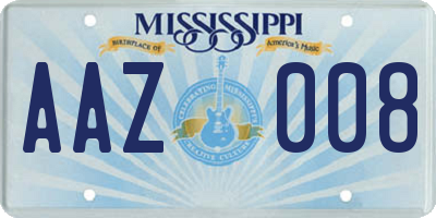 MS license plate AAZ008