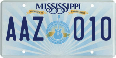 MS license plate AAZ010