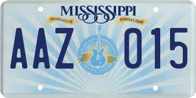 MS license plate AAZ015