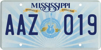 MS license plate AAZ019