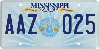 MS license plate AAZ025