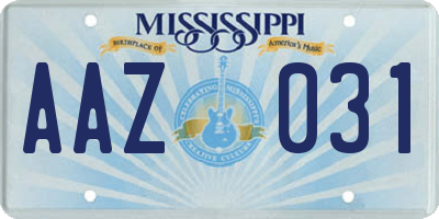 MS license plate AAZ031