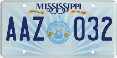 MS license plate AAZ032
