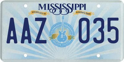 MS license plate AAZ035