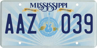 MS license plate AAZ039