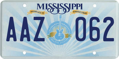 MS license plate AAZ062