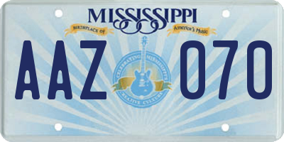 MS license plate AAZ070