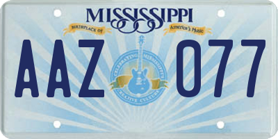 MS license plate AAZ077