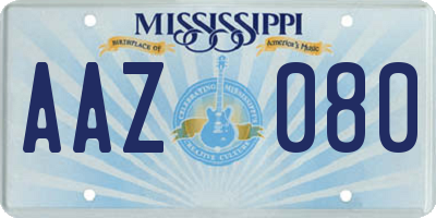 MS license plate AAZ080