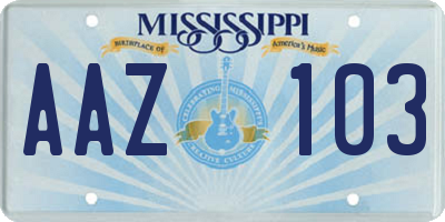 MS license plate AAZ103